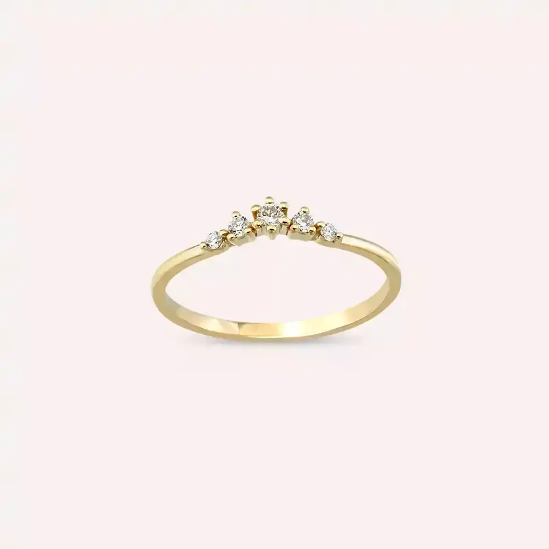 0.10 CT Pırlanta Taşlı Sarı Altın Yüzük