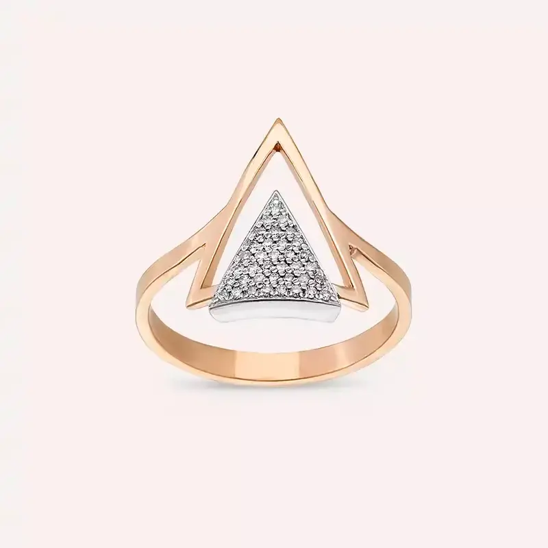 0.12 CT Pırlanta Taşlı Rose Altın Yüzük