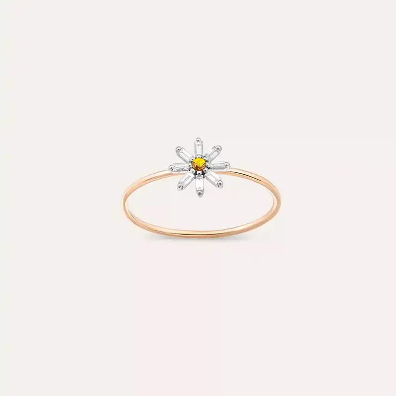 0.15 CT Safir ve Pırlanta Taşlı Rose Altın Yüzük