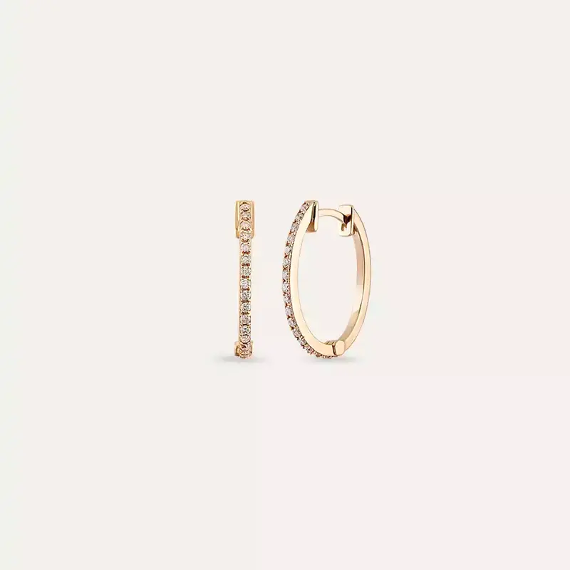 0.25 CT Pırlanta Taşlı Rose Altın Orta Boy Küpe