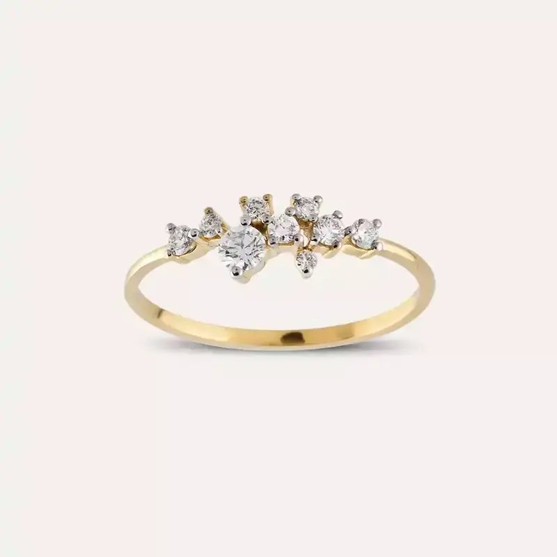 0.32 CT Pırlanta Taşlı Sarı Altın Yüzük