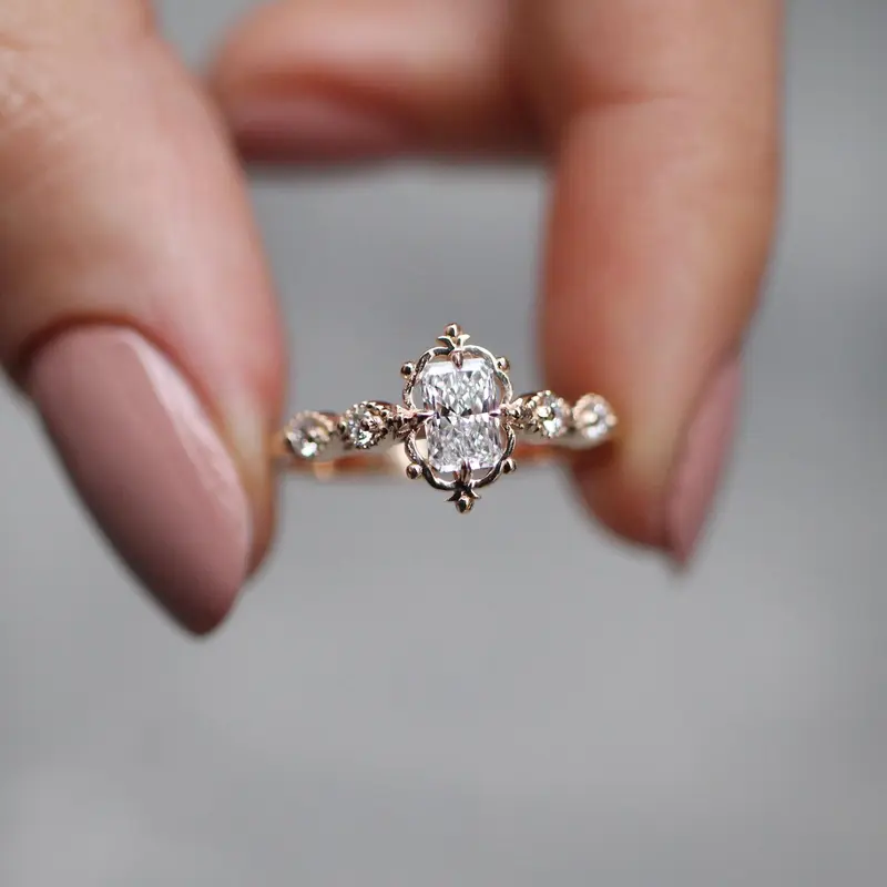 0.50 Karat Vintage Tasarım Aria Radiant Pırlanta Yüzük