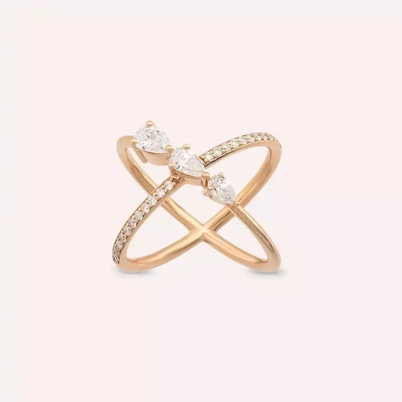 0.79 CT Pırlanta Taşlı Rose Altın Yüzük