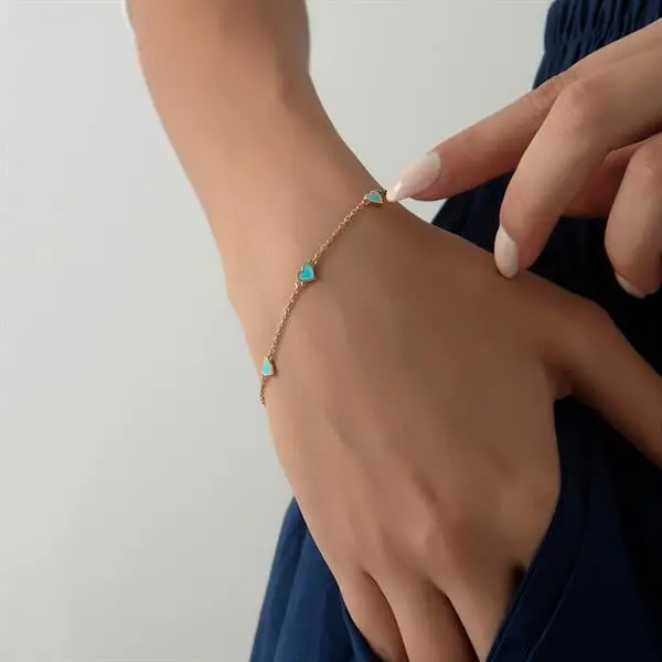 14 Ayar Altın 5'li Love Mineli Bileklik