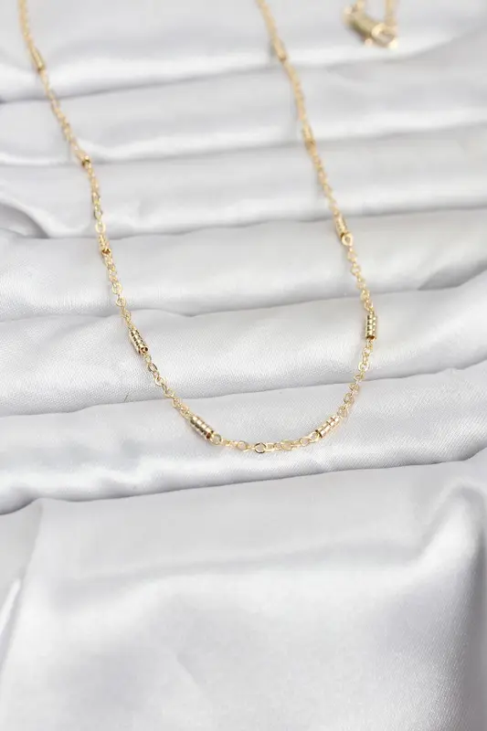 14K Gold Renk Bar Zincir Model 60 Kadın Kolye