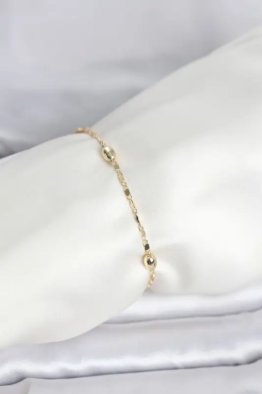 14K Gold Renk Damla Topçuk Model Kadın Bileklik