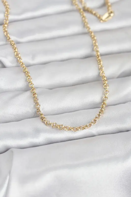 14K Gold Renk Halka Zincir Model 60 Kadın Kolye