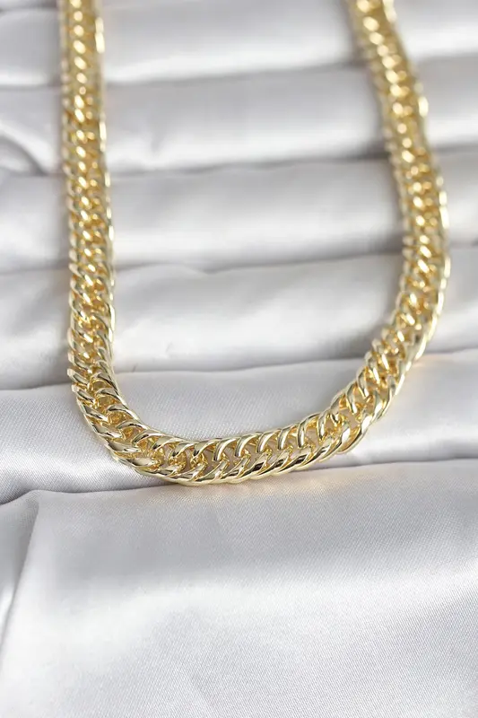 14K Gold Renk Kalın Zincir Model 60 Kadın Kolye