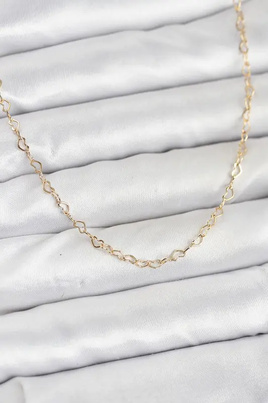 14K Gold Renk Kalp Zincirli Kadın Kolye