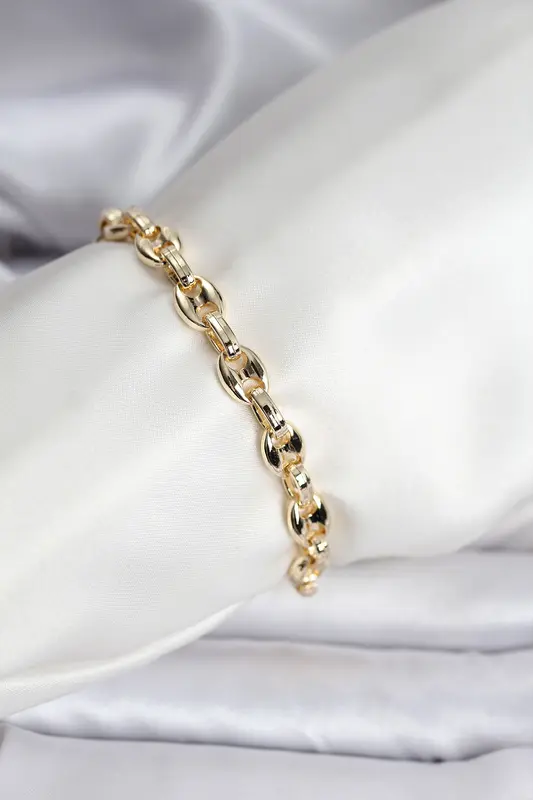 14K Gold Renk Kaplama Kahve Çekirdeği Model Kadın Bileklik