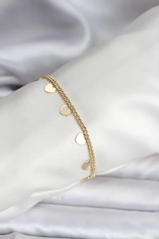 14K Gold Renk Kaplama Kalpli Model Kadın Bileklik