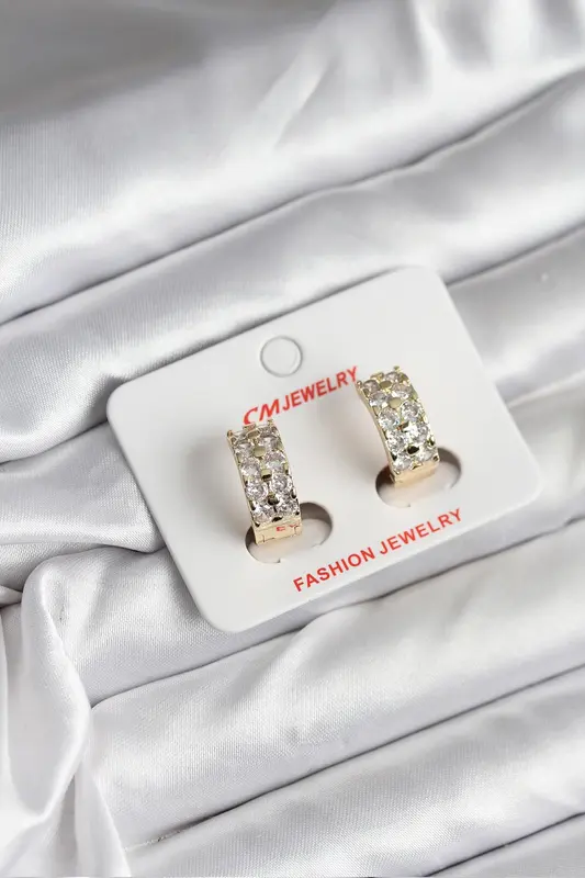 14K Gold Renk Kaplama Zirkon Taşlı Kadın Küpe