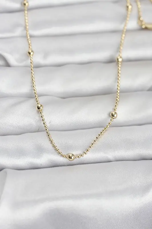 14K Gold Renk Top Zincir 60 Kadın Kolye