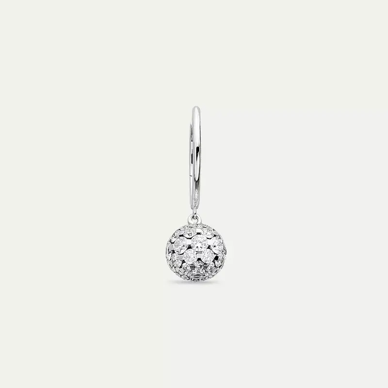 2.74 CT Pırlanta Taşlı Beyaz Altın Top Tek Küpe
