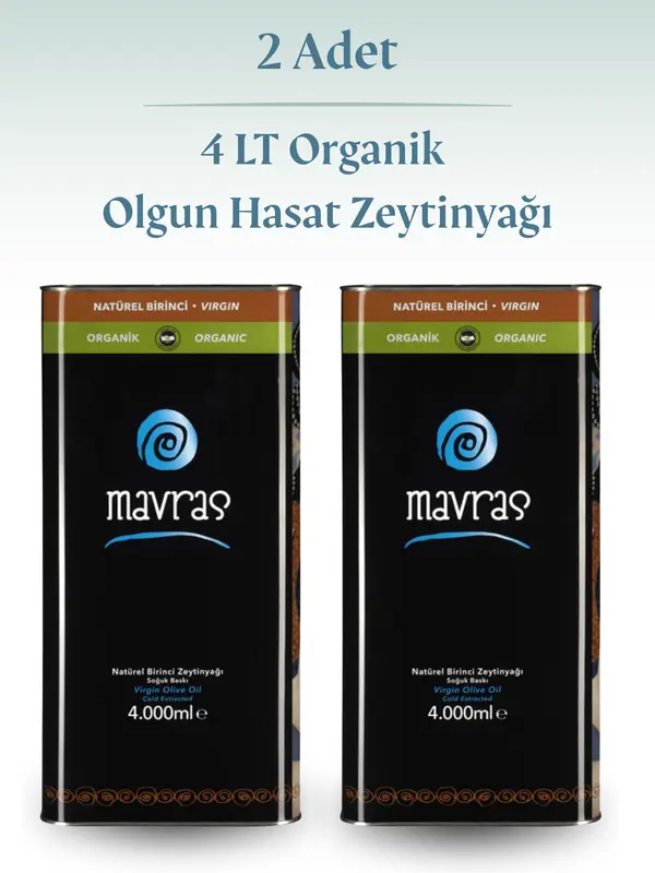 2 Adet | 4 LT Organik | Olgun Hasat | Natürel Birinci Zeytinyağı
