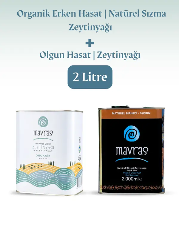 2 lt Organik | Erken Hasat | Natürel Sızma Zeytinyağı + 2 lt Olgun Hasat | Natürel Birinci Zeytinyağı