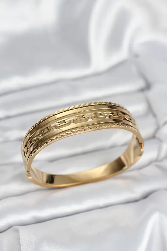 316L Çelik Gold Renk Vintage Model Kadın Kelepçe Bileklik