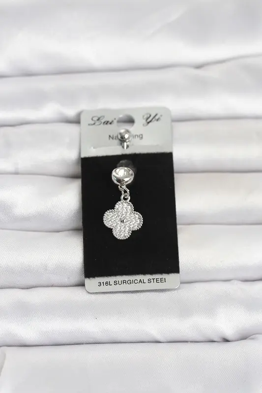 316L Cerrahi Çelik Sallantılı Yonca Model Göbek Piercing