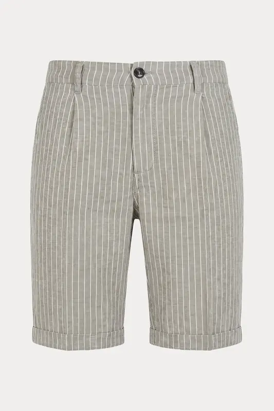 40 Weft Joec Easy Fit Tek Pile Çizgili Keten Şort