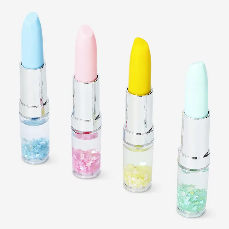 4'lü Pastel Renkli Ruj Şeklinde Fosforlu Kalem Seti