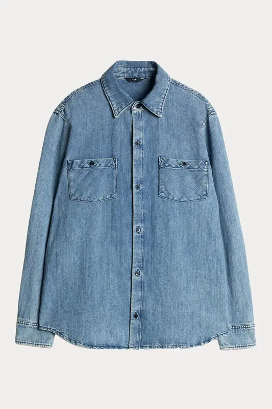 7 For All Mankind Relaxed Fit Denim Keten Gömlek