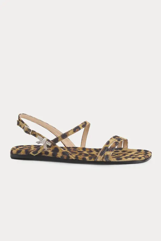 Agl Elsy Ribbon Küt Burun Leopar Desenli Süet Sandalet