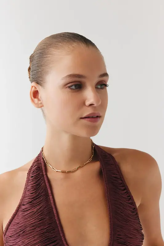 Altın Sade Zincir Choker