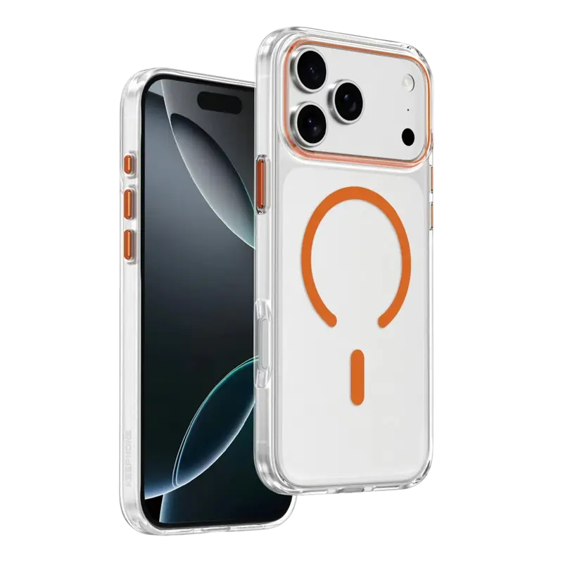 Apple iPhone 17 Pro Max Aurora Şeffaf Magsafe Kılıf - Turuncu