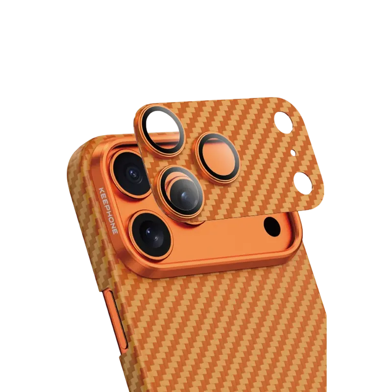 Apple iPhone 17 Pro Max Kevlar Kamera Lens - Koyu Turuncu