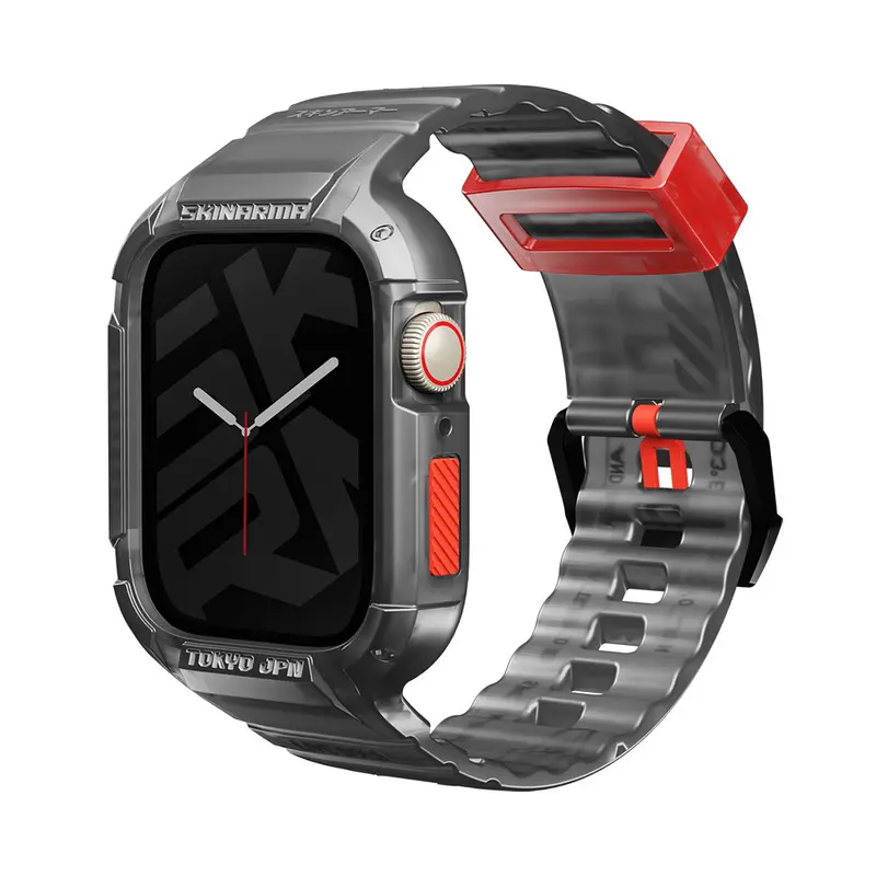 Apple Watch 44mm ve 45mm Uyumlu SkinArma Saido Sert PC Kasa Koruyuculu Silikon Kordon