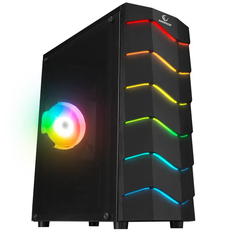 ARC-X - RGB Ledli Acrylic Panel 4 Fanlı Oyuncu Kasası-Siyah