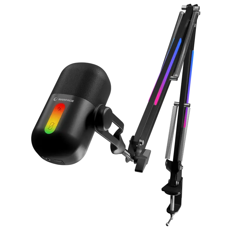 ARPEJ - Siyah RGB Standlı Ses Göstergeli Masaüstü Mikrofon