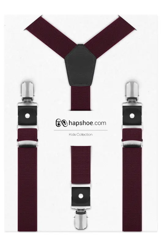 Ayarlanabilir Klipsli Bordo Çocuk Kemer Pantolon Askısı