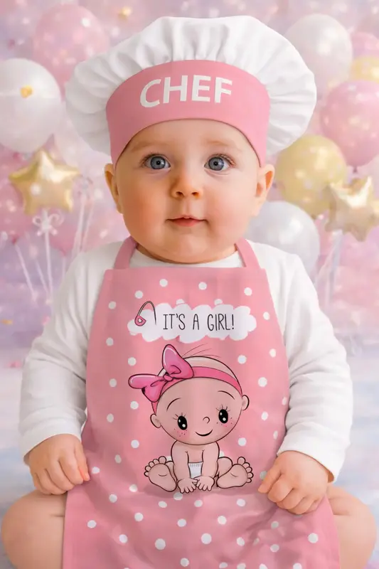 Ays Home 6 Aylık Kız Bebek Ek Gıda Aşçı Konsept Çekim Önlüğü