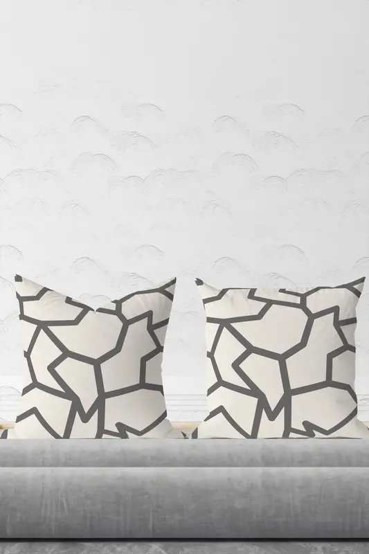 AYSHome  Kırlent Kılıfı Seti Gri Geometrik Desenli(2 adet)