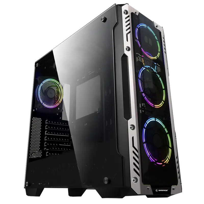 AZOR - 4x12cm RGB Fan 600W 80 Plus Bronze Tempered Glass Oyuncu Kasası-Siyah