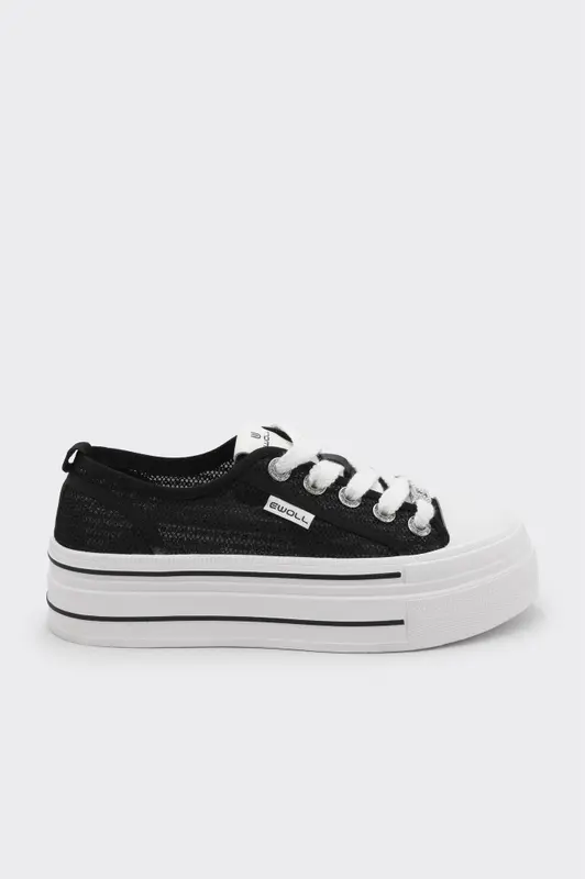 Bağcıklı Taş Aksesuarlı Kadın Sneaker