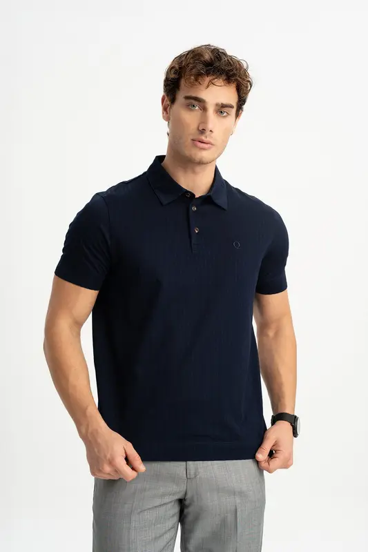 BELEN Lacivert Merserize Kısa Kollu Polo Shirt