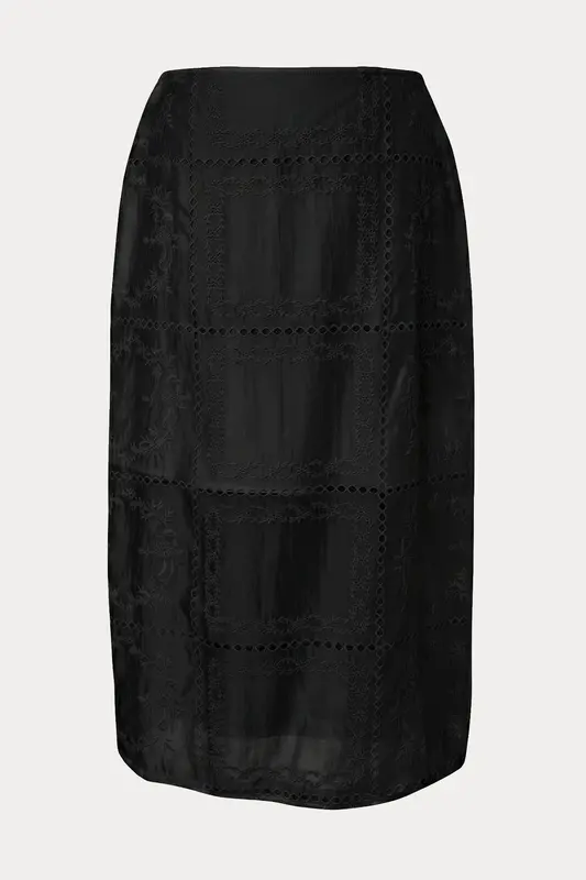Berenice Regular Fit Dantel Nakışlı Midi Etek