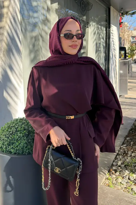 Betül Duman'nın Tercihi Atkılı Blazer Ceket-Bordo