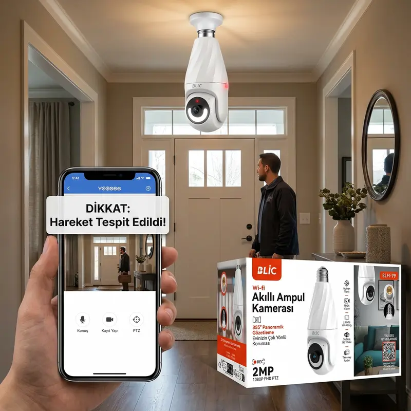 BLM-79 2MP Akıllı WiFi Ampul Kamera Gece Renkli Görüşlü