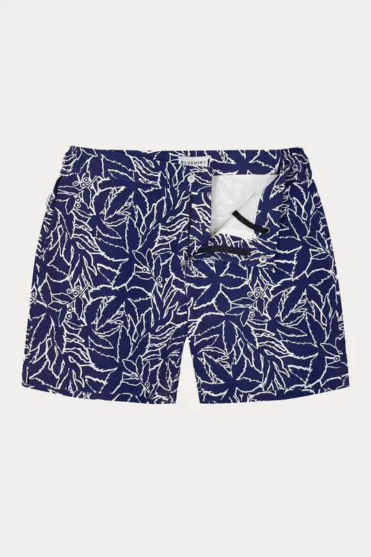 Bluemint Bond Navy Leaves Şort Mayo