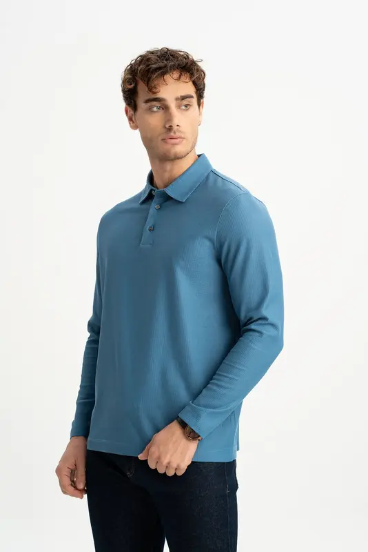 BOZALAN Havacı Merserize Uzun Kollu Polo Shirt