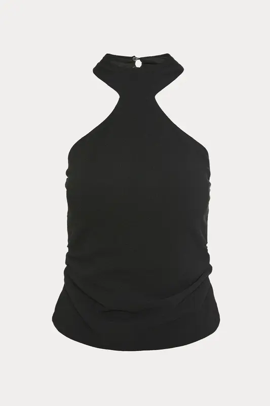 Bsb Halter Yaka Drapeli Bluz