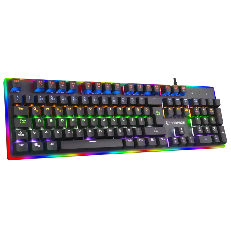 BYGAME-K1 - RGB Led Frame Rainbow Red Switch Mekanik Oyuncu Klavyesi