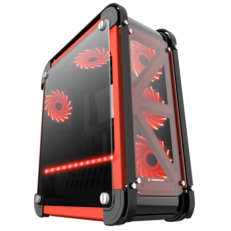 CASTLE - 4x12cm RGB Fan Card Reader Tempered Glass Çelik Oyuncu Kasası