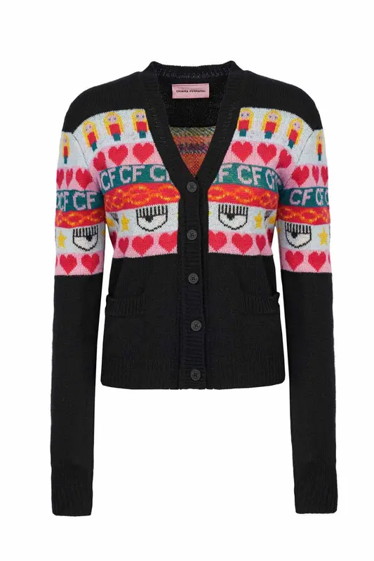 Chiara Ferragni Emoji Kaşmirli Triko Ceket