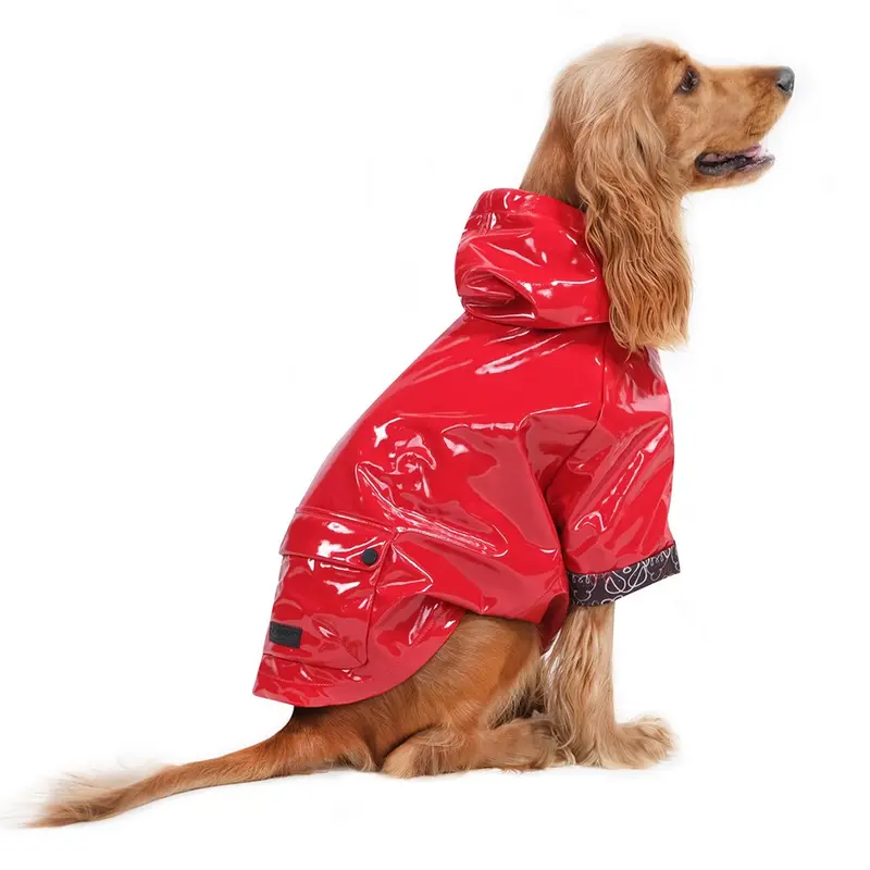 Chic Amazon Kırmızı Rugan Köpek Yağmurluk