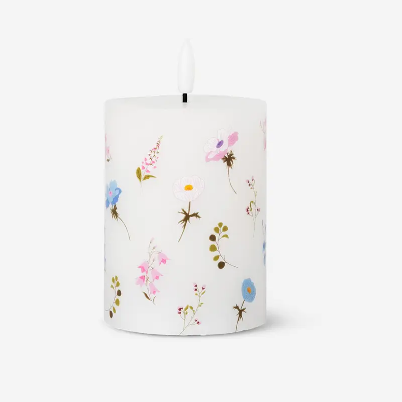 Çiçek Desenli LED Mum 10 cm