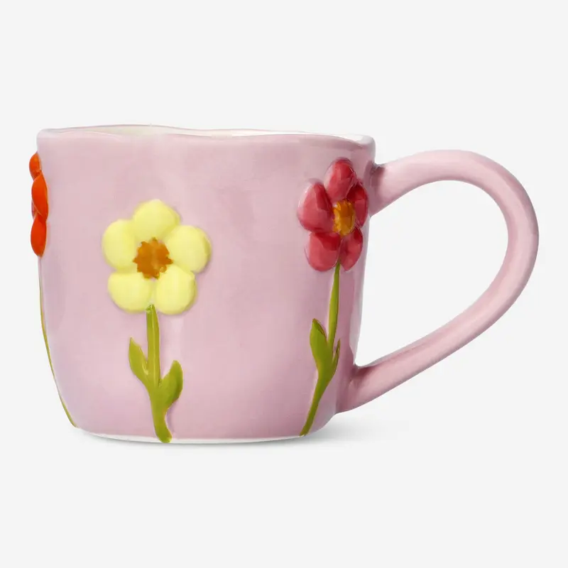 Çiçek Desenli Pembe Kupa 330 ml